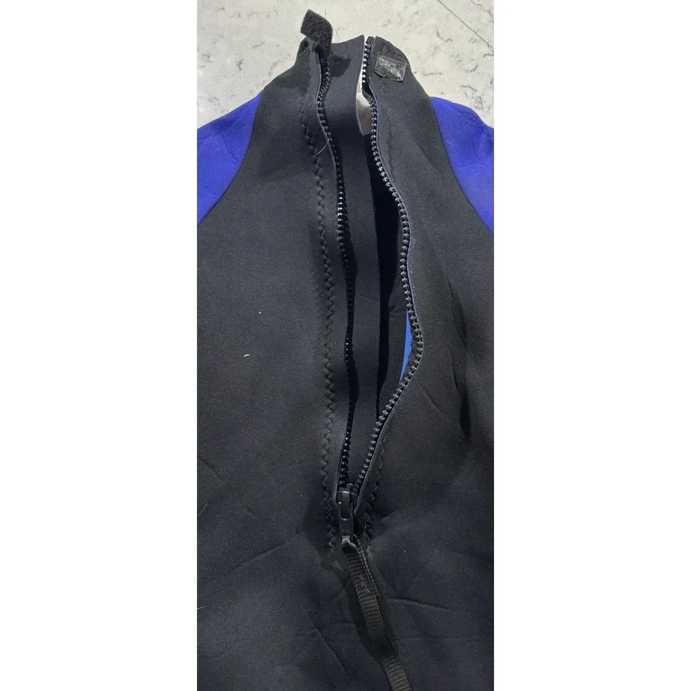 VTG 90s Gladiator Shorty Wetsuit Youth 16 Blue Yellow Made In USA Water Jet Ski